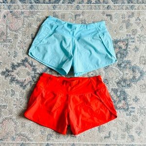 2 light blue and orange Running Shorts/ S Size/ elastic waist/